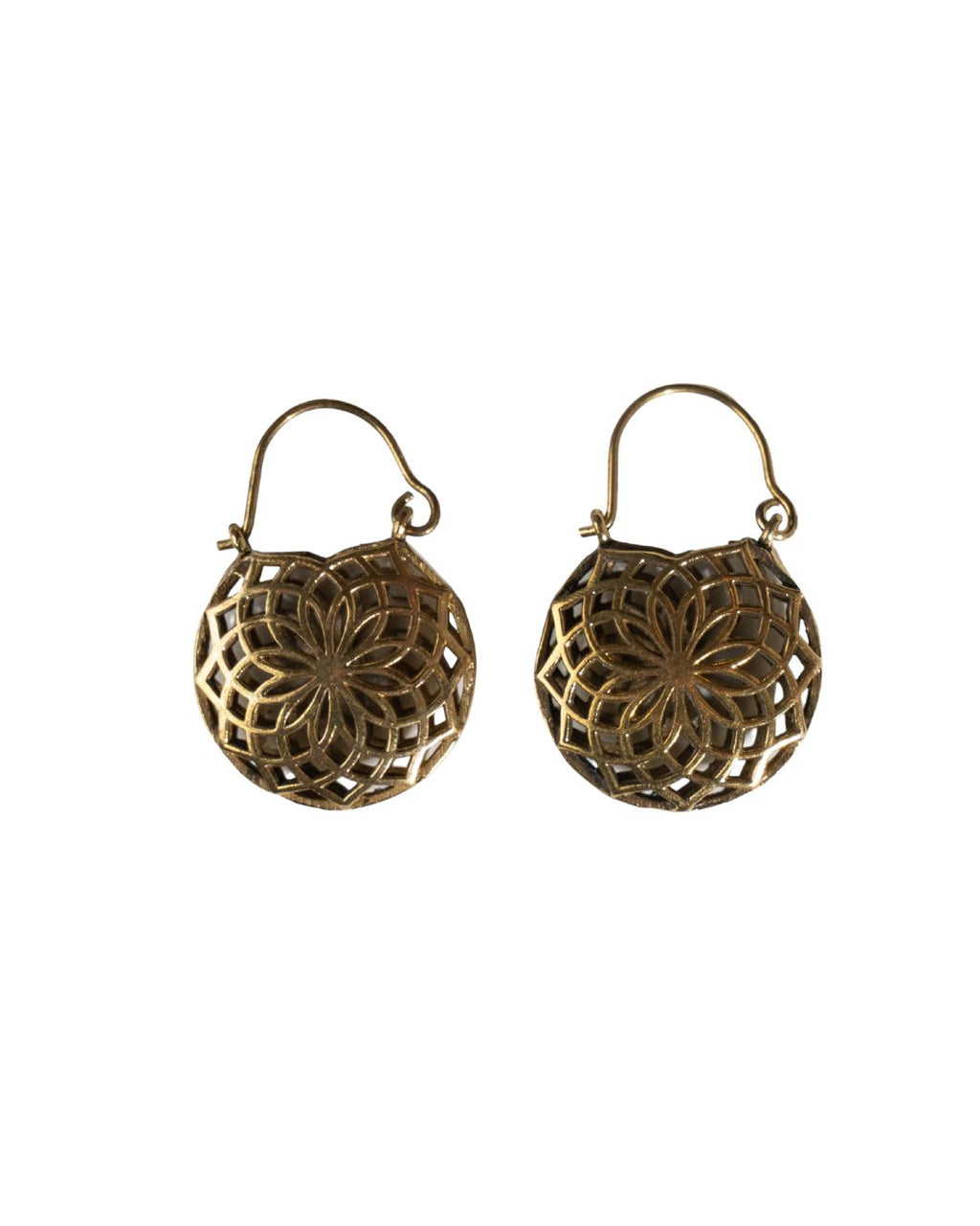 Mandara – Mandala-Inspired Brass Hoop Earrings - JUNUKA