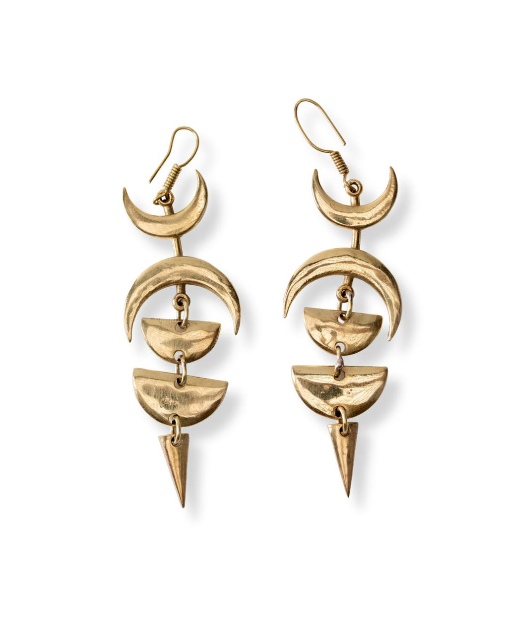 Moonpath – Moon Phase Brass Dangle Earrings - JUNUKA