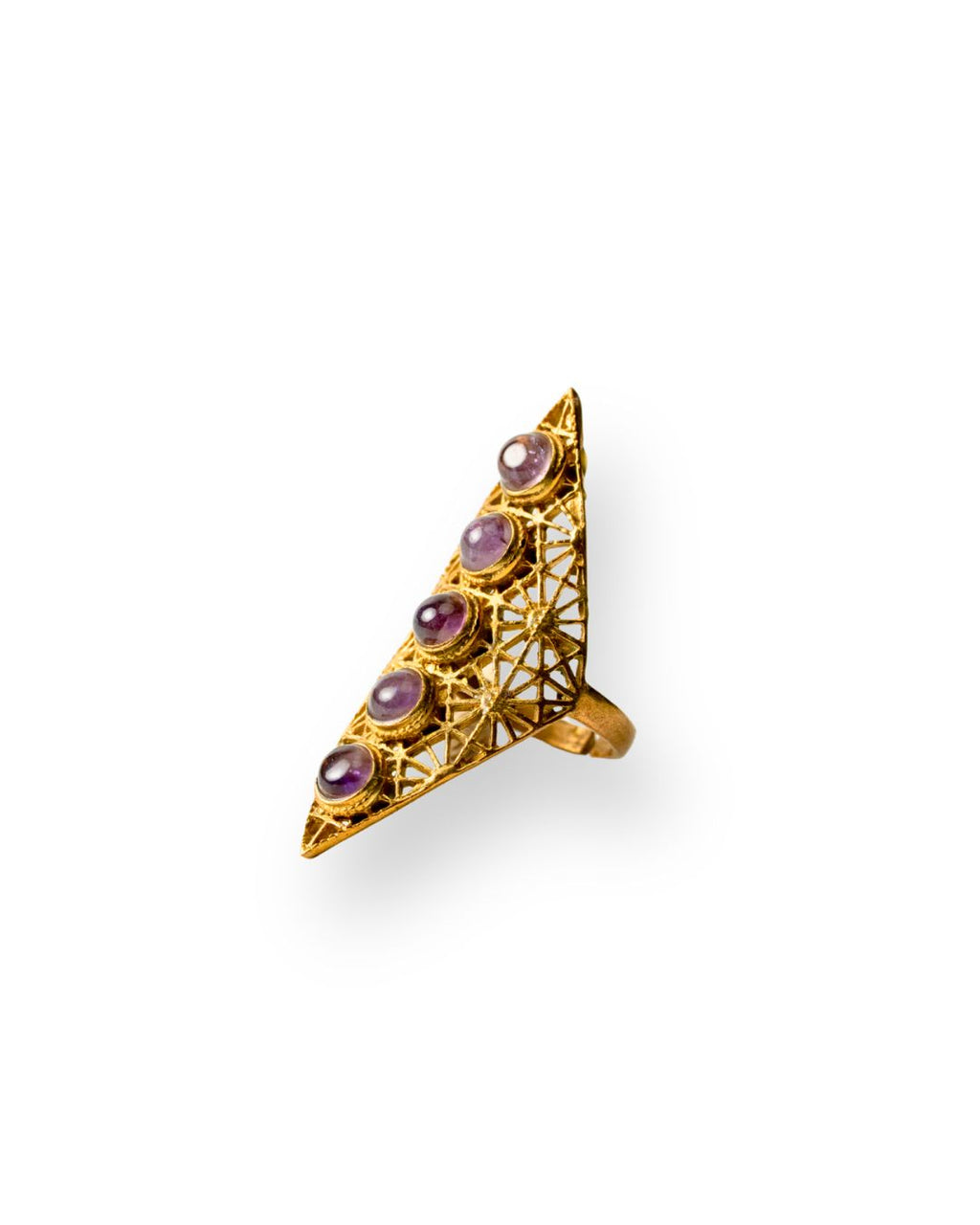 Five Moons – Brass Gemstone Statement Ring - JUNUKA