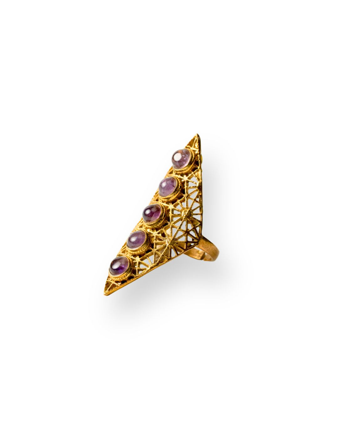 Five Moons – Brass Gemstone Statement Ring - JUNUKA