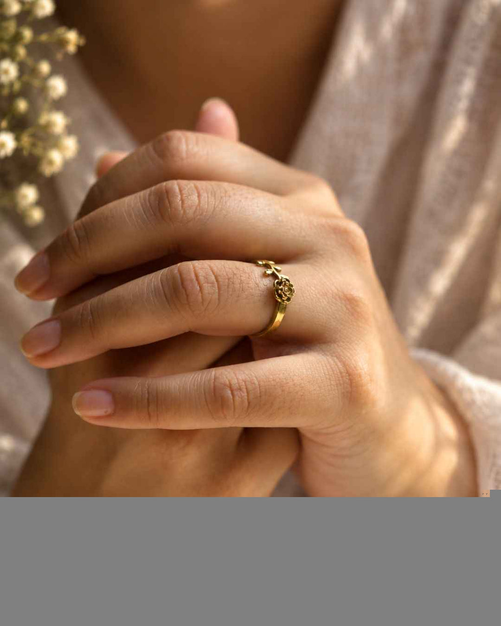 Rosevine – Minimal Floral Brass Ring