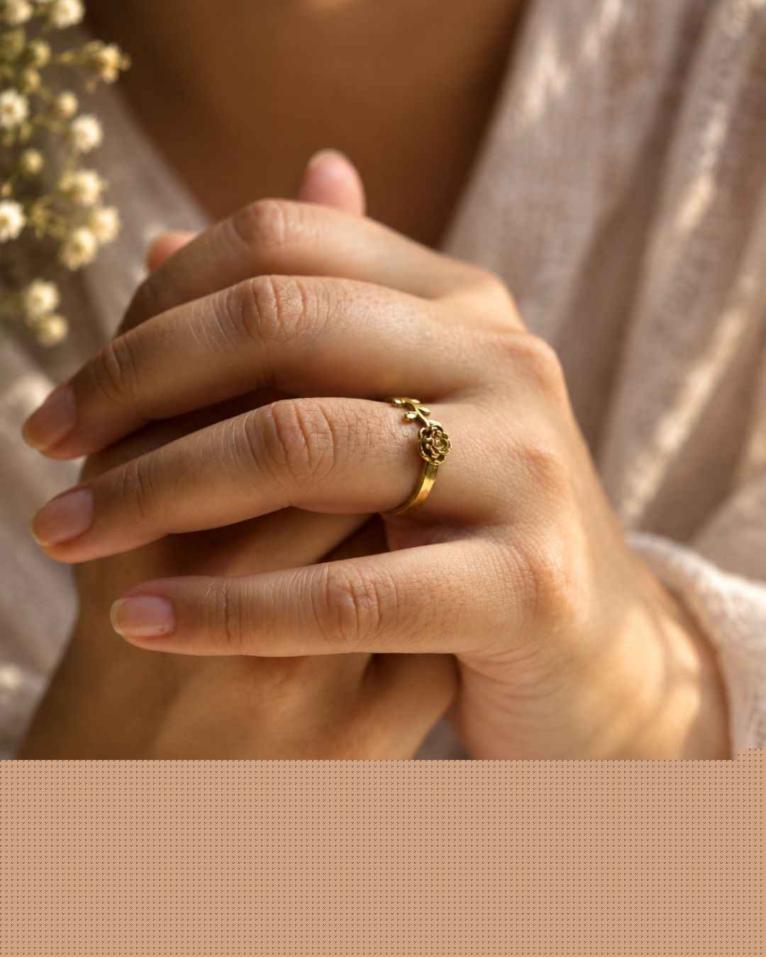 Rosevine – Minimal Floral Brass Ring