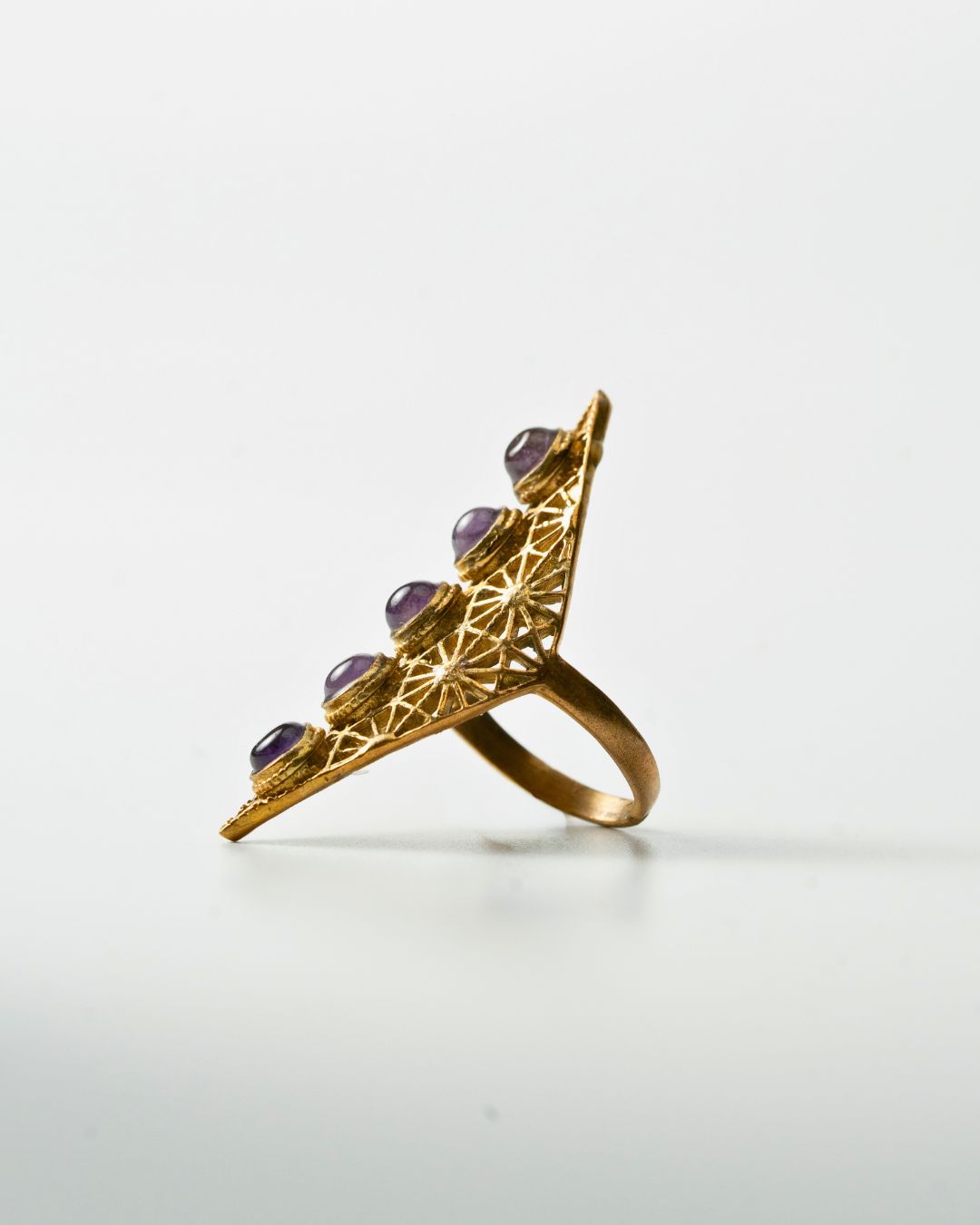 Five Moons – Brass Gemstone Statement Ring - JUNUKA