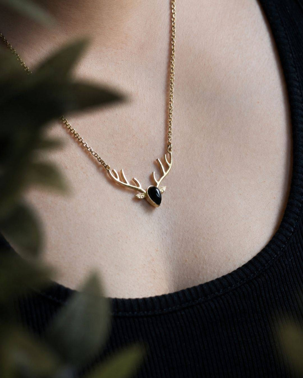 Wildhart – Antler Gemstone Pendant Necklace with Chain - JUNUKA