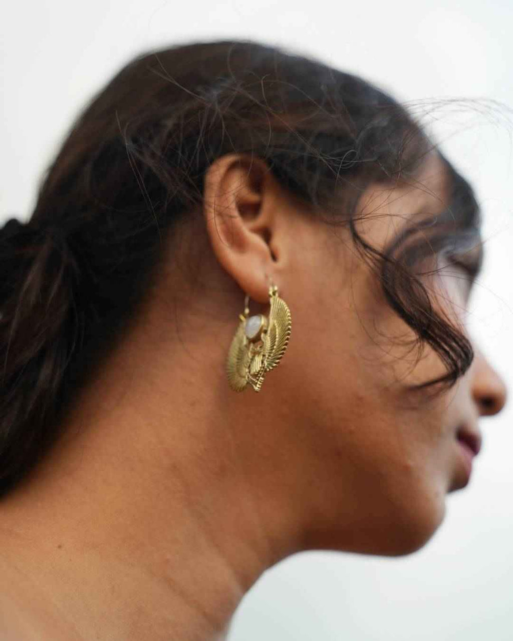 Khepra – Winged Scarab Brass Statement Earrings