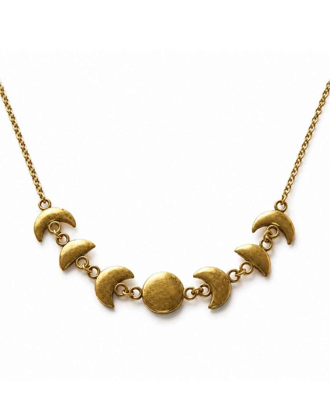 Lunara – Moon Phase Brass Necklace