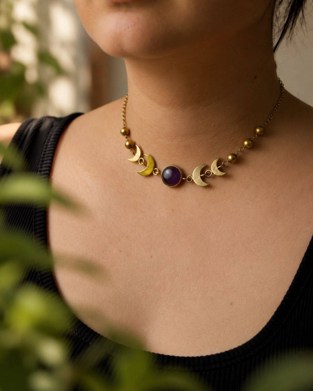 Moontide – Crescent Brass Choker Necklace