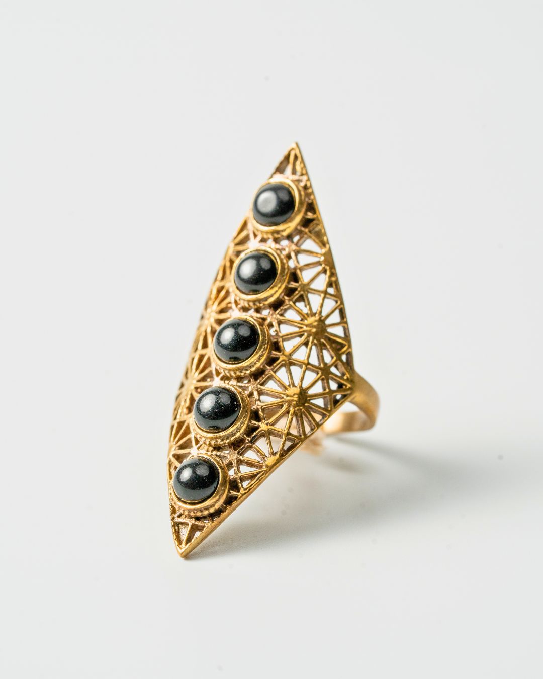 Five Moons – Brass Gemstone Statement Ring - JUNUKA
