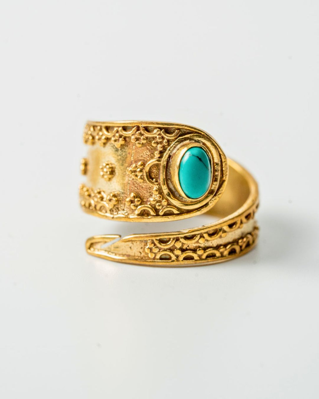 Miraaj – Brass Wrap Ring with Stone - JUNUKA