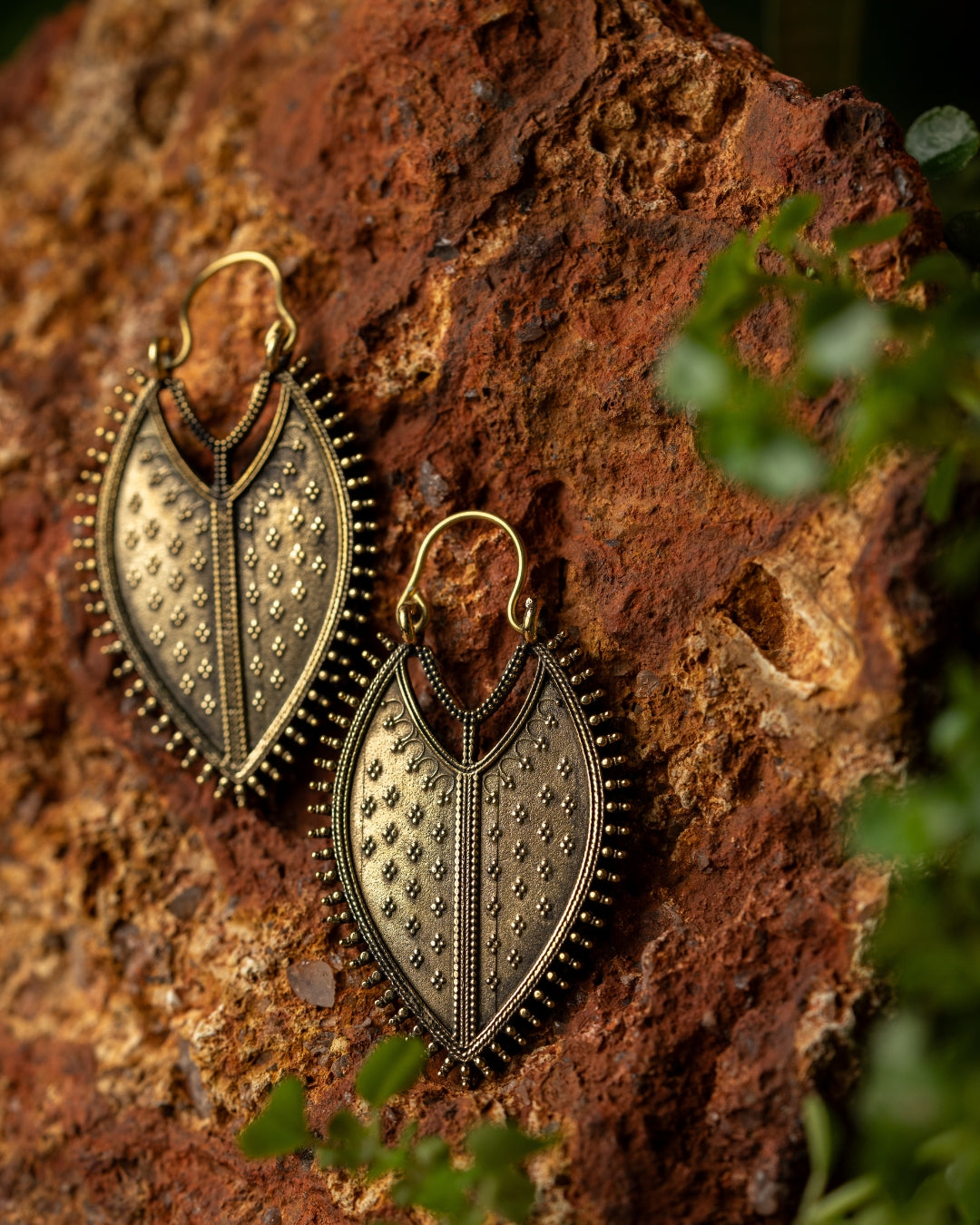 Aegis - Shield-Inspired Brass Statement Earrings - JUNUKA