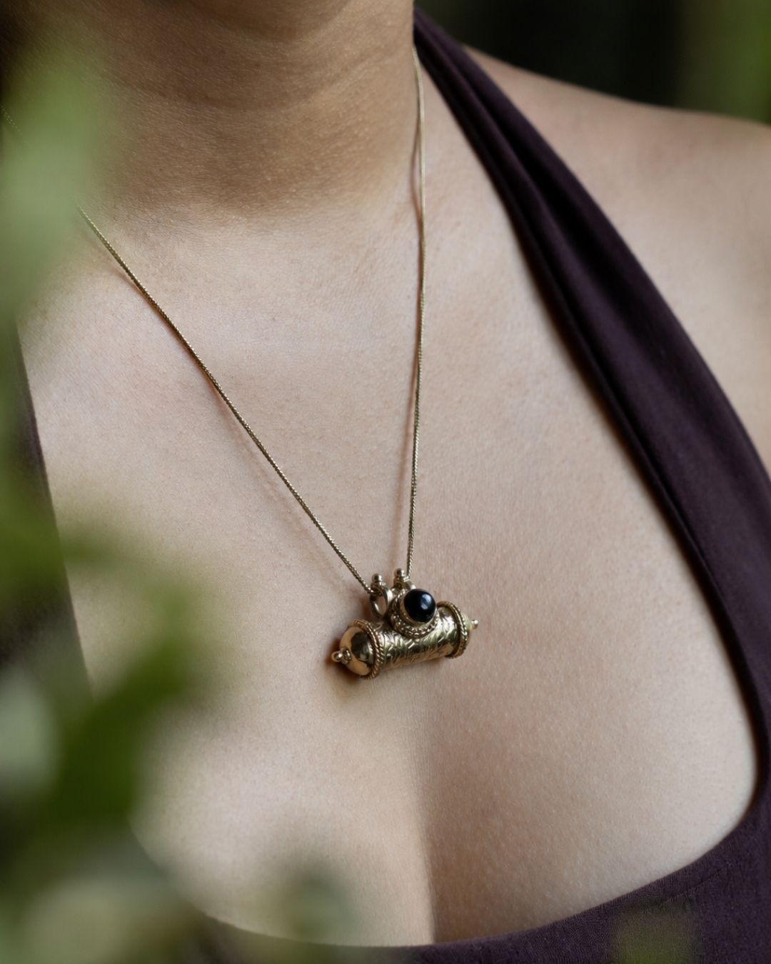 Keepsake – Gemstone Cylinder Pendant Necklace with Chain - JUNUKA