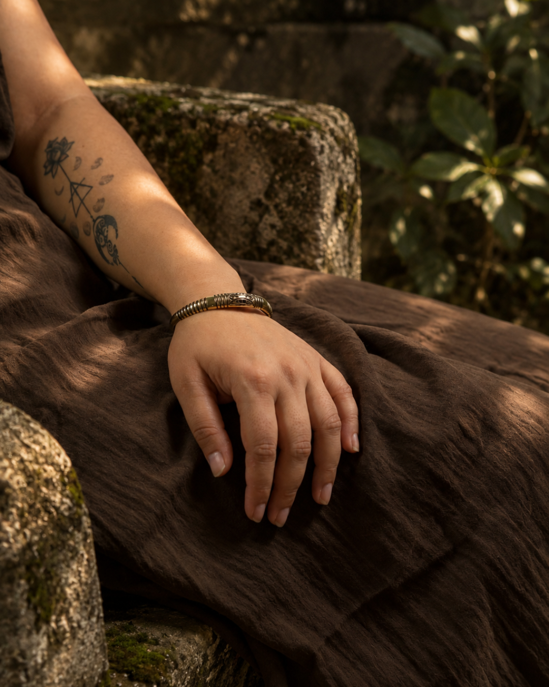Mati – Tribal Pattern Brass Cuff Bangle