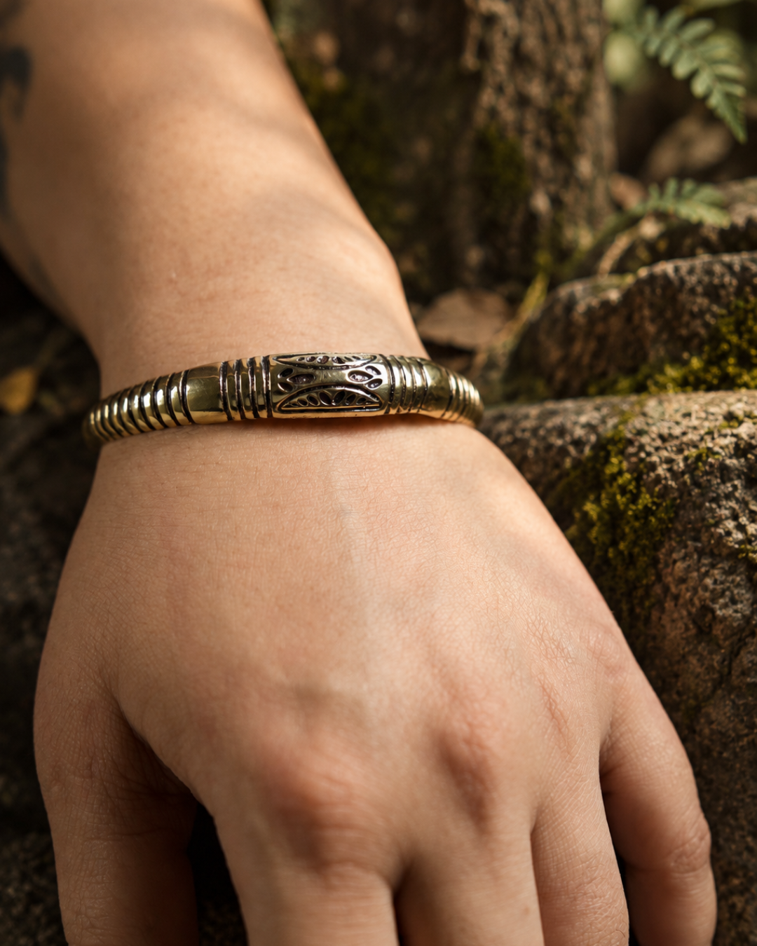 Mati – Tribal Pattern Brass Cuff Bangle