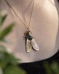 Noctura – Moth Pendant Necklace with Gemstone & Chain - JUNUKA