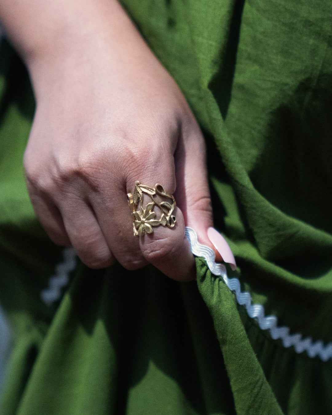 Bonphool - Wildflower Brass Statement Ring - JUNUKA