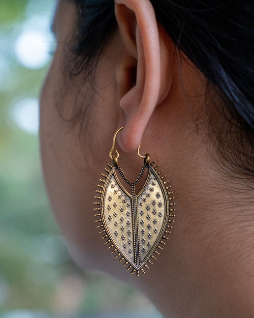 Aegis - Shield-Inspired Brass Statement Earrings - JUNUKA