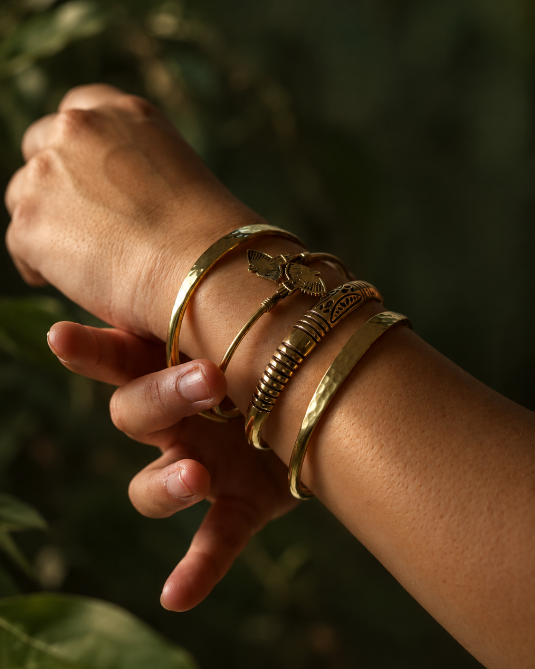 Mati – Tribal Pattern Brass Cuff Bangle