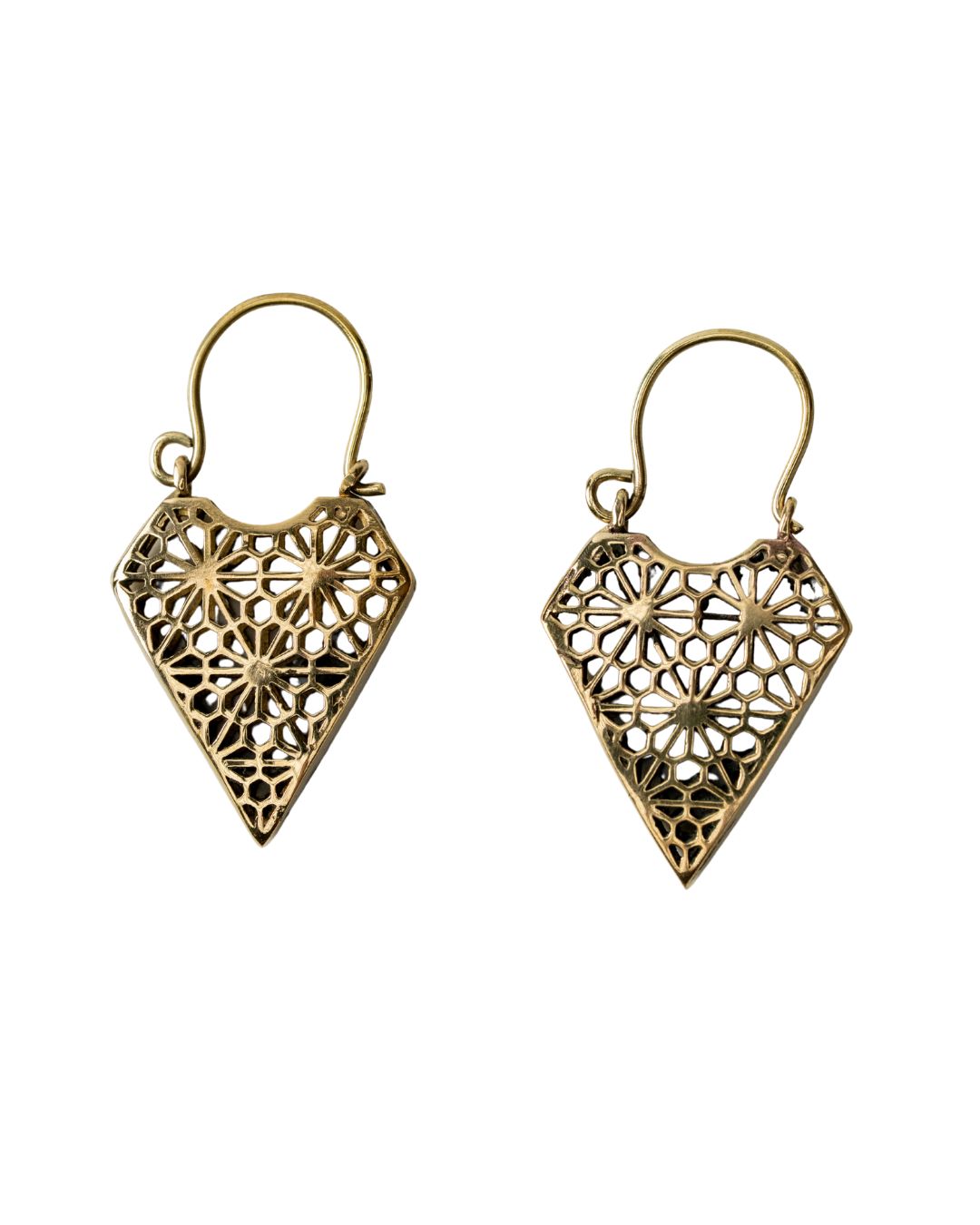 Starwoven – Geometric Filigree Brass Hoop Earrings - JUNUKA