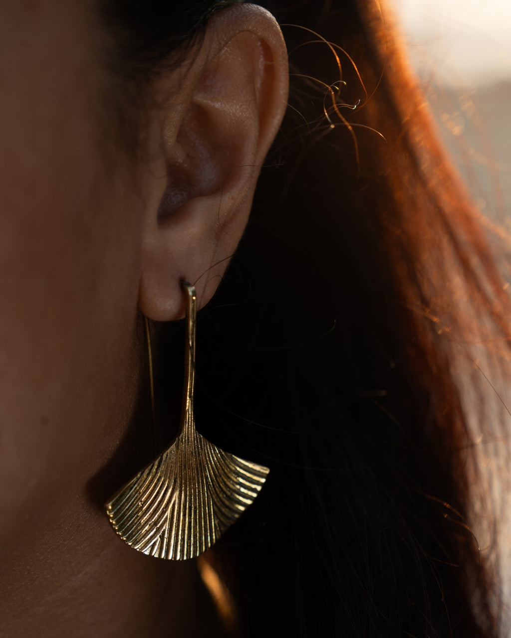 Ginkgo – Leaf Brass Drop Earrings - JUNUKA