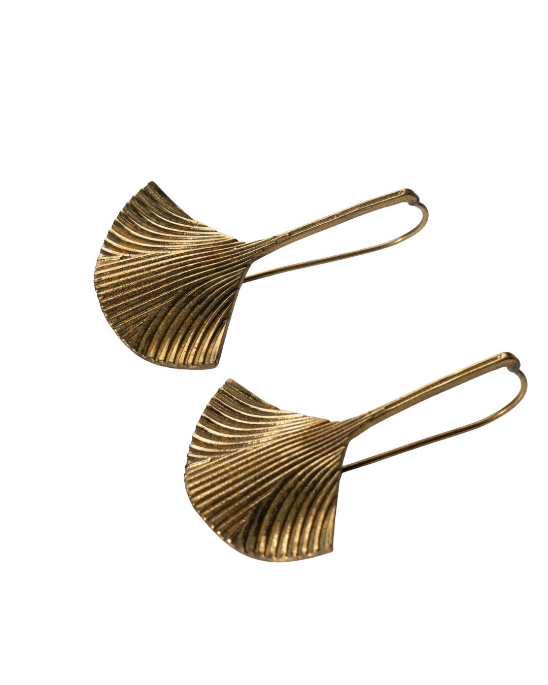 Ginkgo – Leaf Brass Drop Earrings - JUNUKA