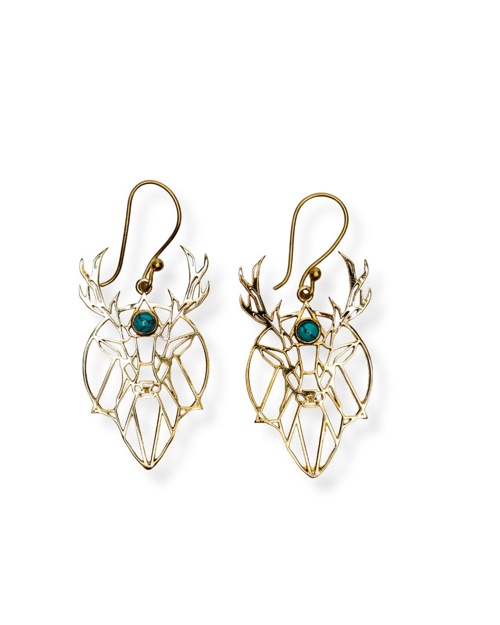 Wildhart – Geometric Stag Brass Statement Earrings - JUNUKA