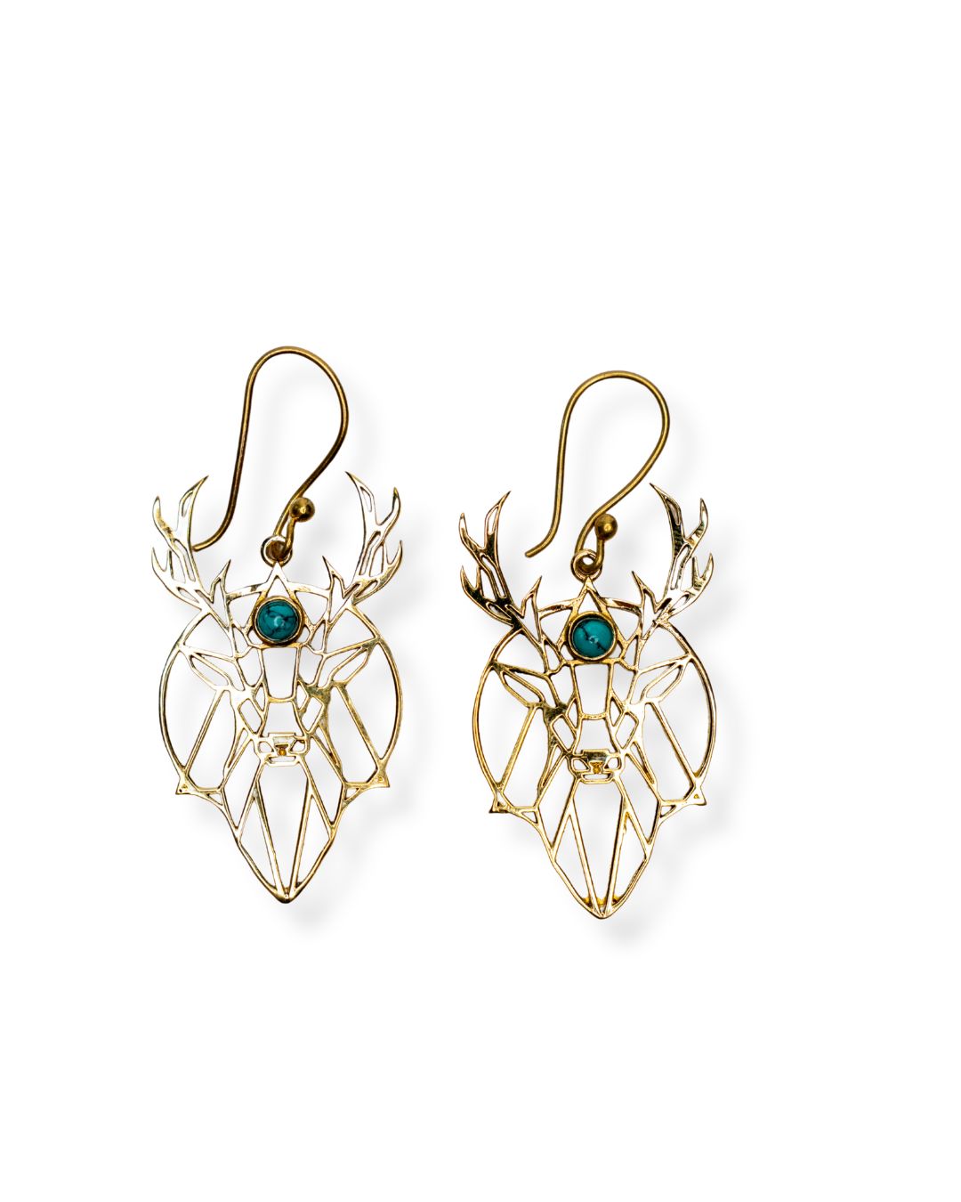 Wildhart – Geometric Stag Brass Statement Earrings - JUNUKA