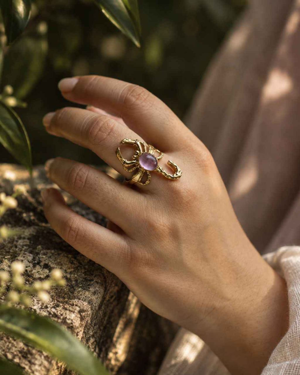 Bichhoo – Scorpion Brass Ring with Gemstone