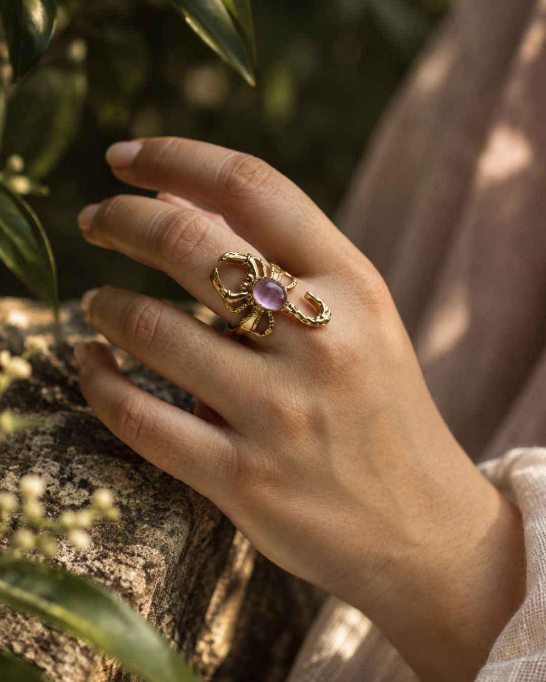 Bichhoo – Scorpion Brass Ring with Gemstone