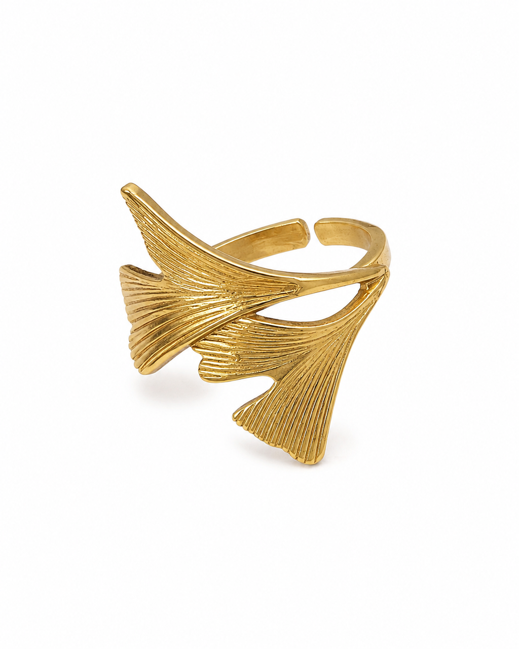 Ginkora – Ginkgo Leaf Ring in Brass - JUNUKA