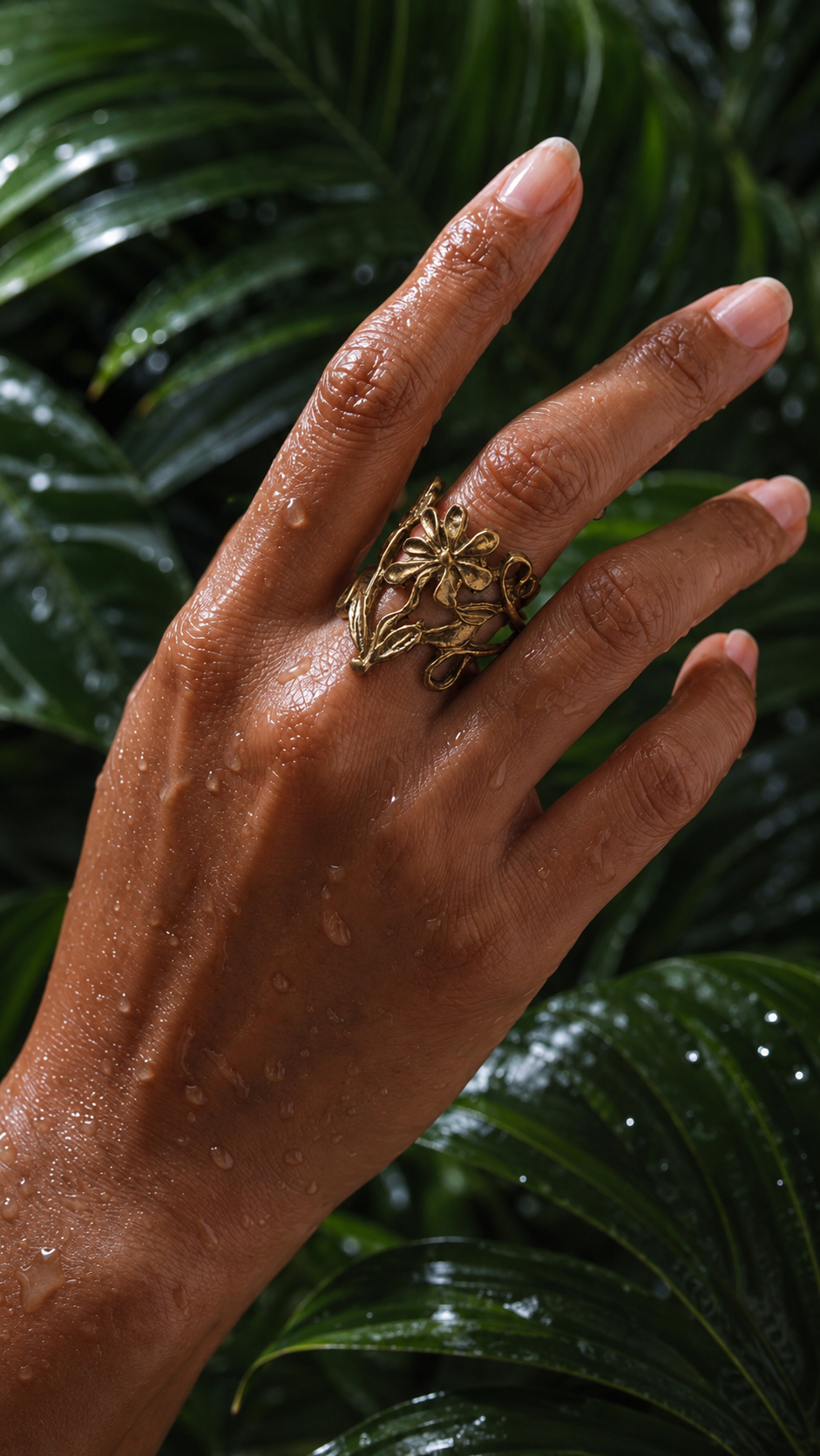 Bonphool - Wildflower Brass Statement Ring - JUNUKA