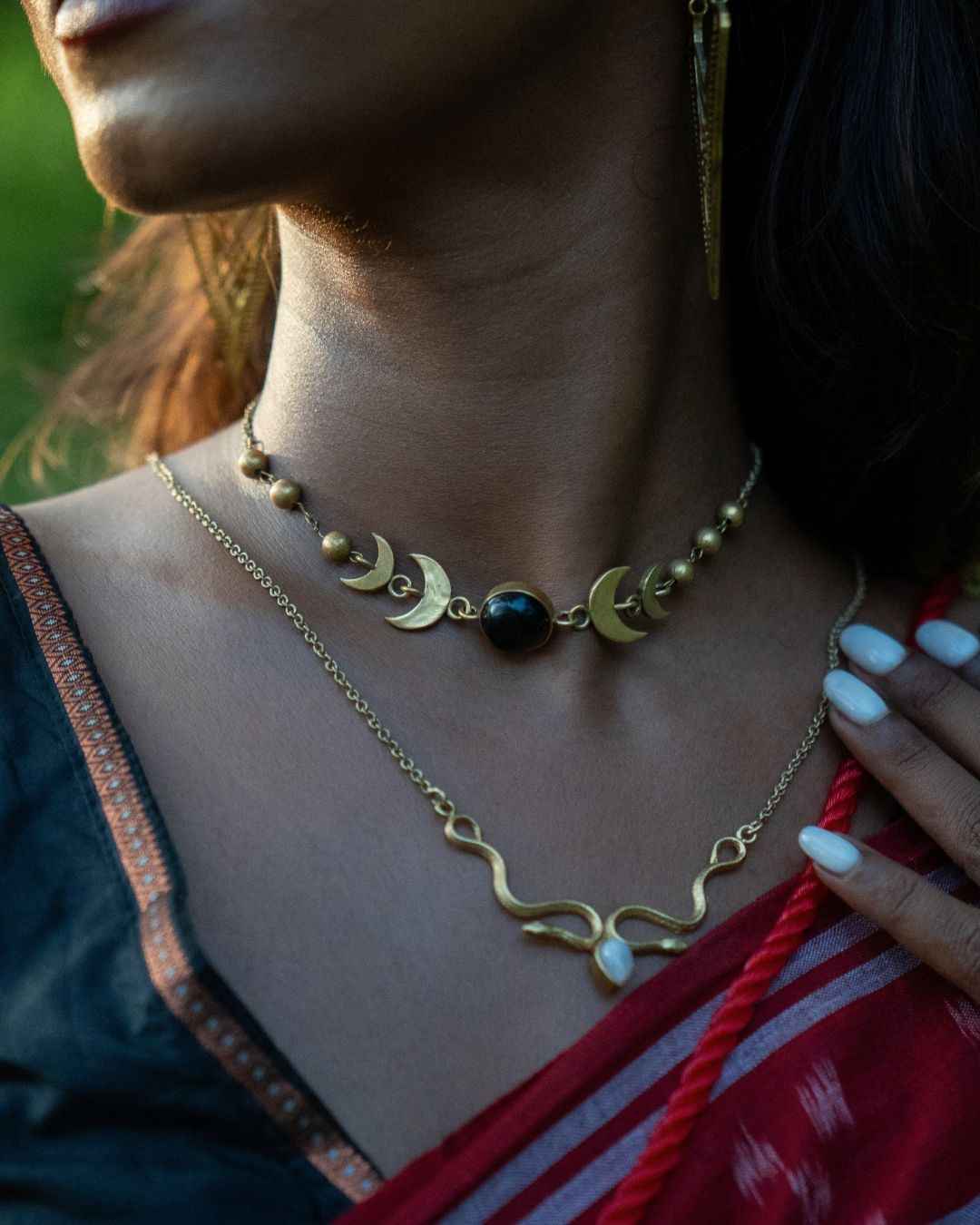 Moontide – Crescent Brass Choker Necklace