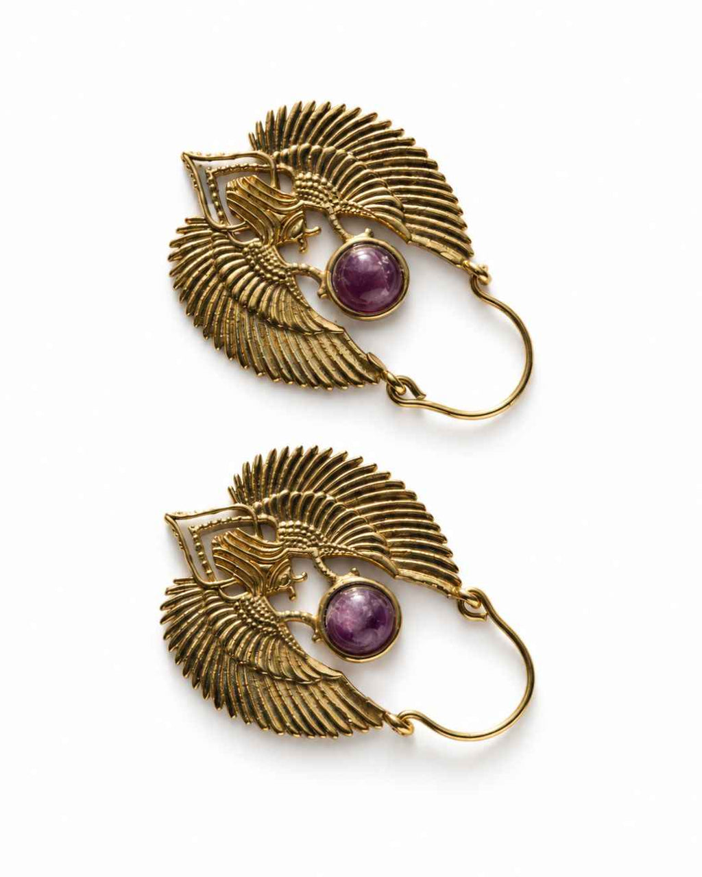 Khepra – Winged Scarab Brass Statement Earrings