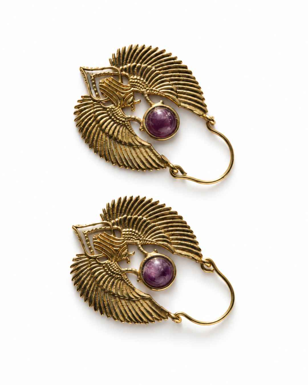 Khepra – Winged Scarab Brass Statement Earrings
