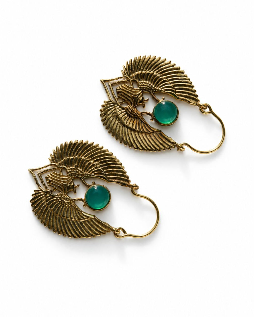 Khepra – Winged Scarab Brass Statement Earrings
